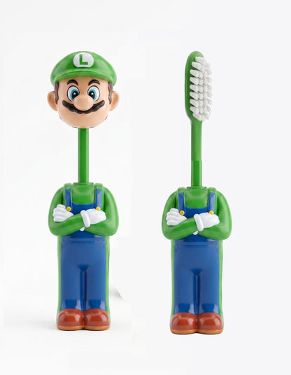 Mario Character Kids Toothbrush with Protective Cap | Soft Bristles Cartoon Travel Toothbrush | Portable Dental Brush for Kids