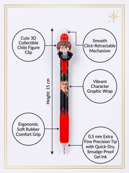 Harry Potter Pen Set of 6 Multicolor Gel Pens with 3D Character Toppers for School College Office and Gifting