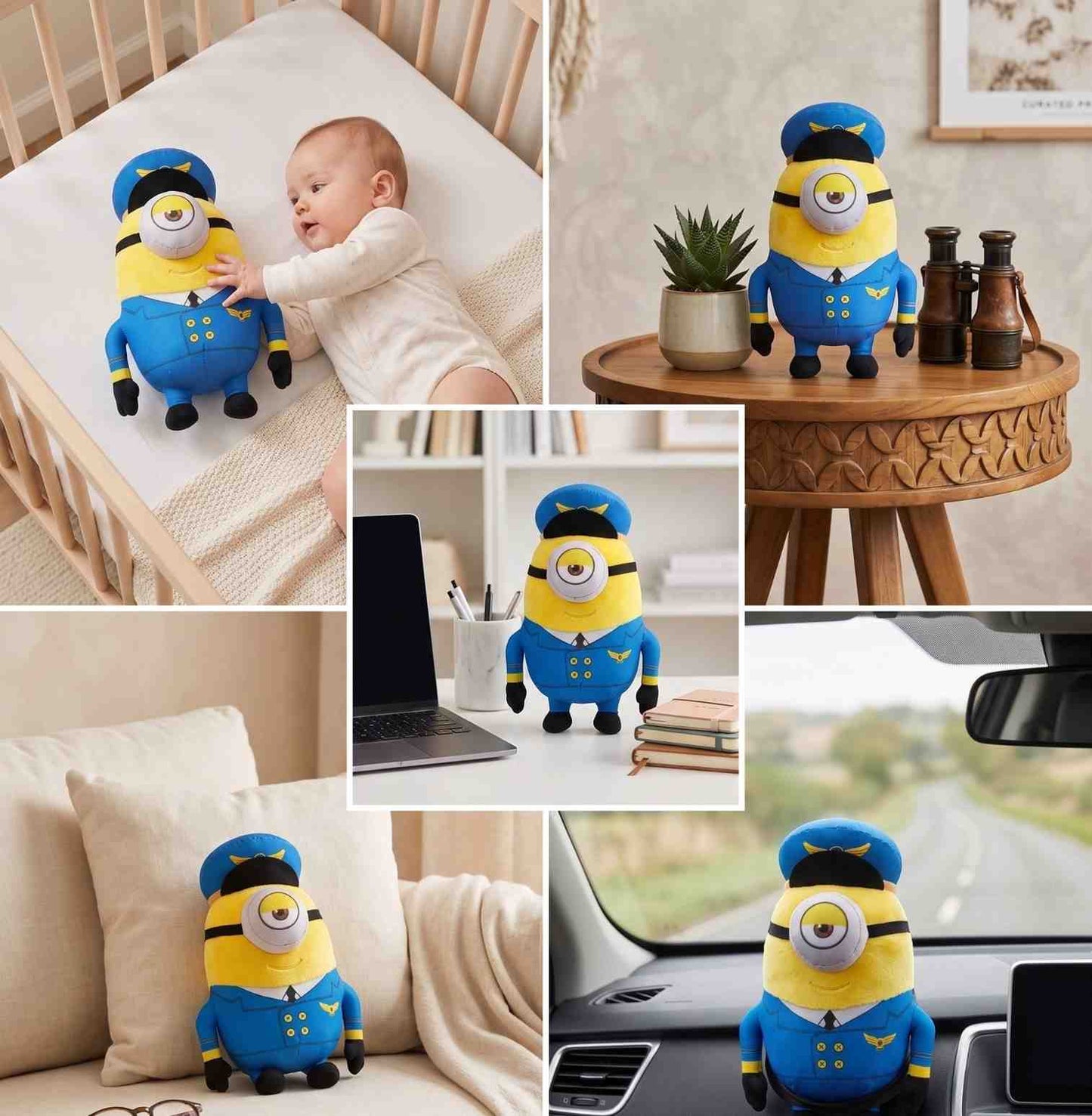 Captain OneEye Buddy Plush Toy – Cute Pilot Soft Toy for Kids, 35cm Stuffed Doll, Soft & Huggable Gift for Boys, Girls & Babies