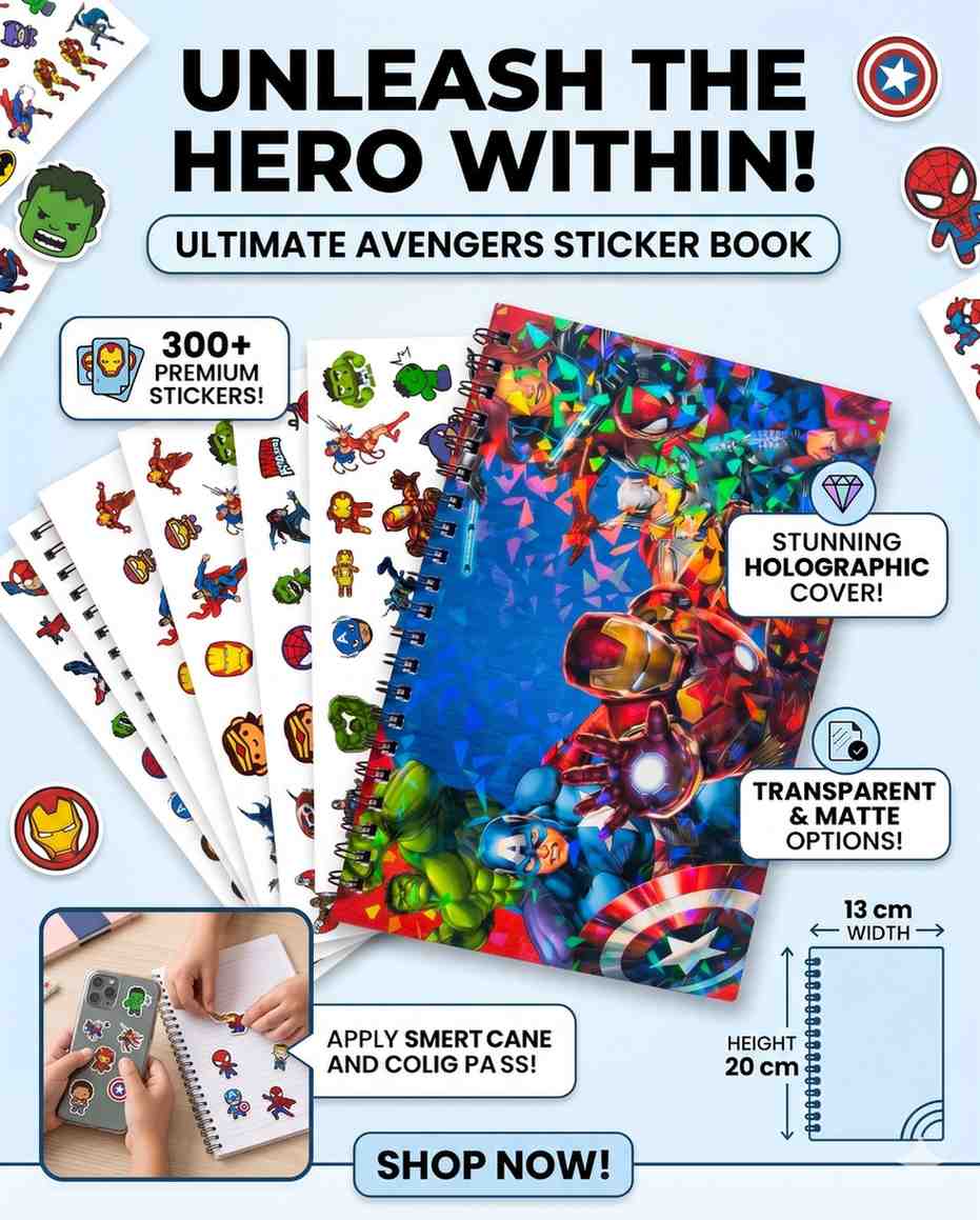 Avengers Sticker Book for Kids | 250+ Superhero Stickers | Iron Man, Captain America, Hulk, Thor, Spider-Man, Black Panther & Groot Sticker Collection