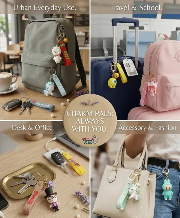 Cute Cartoon Silicone Keychain Key Rings with Strap | Unicorn, Bunny, Doll, Animal & Cute Character Key Holder for Keys, Bags, Backpack Accessories for Kids & Girls Set of 10