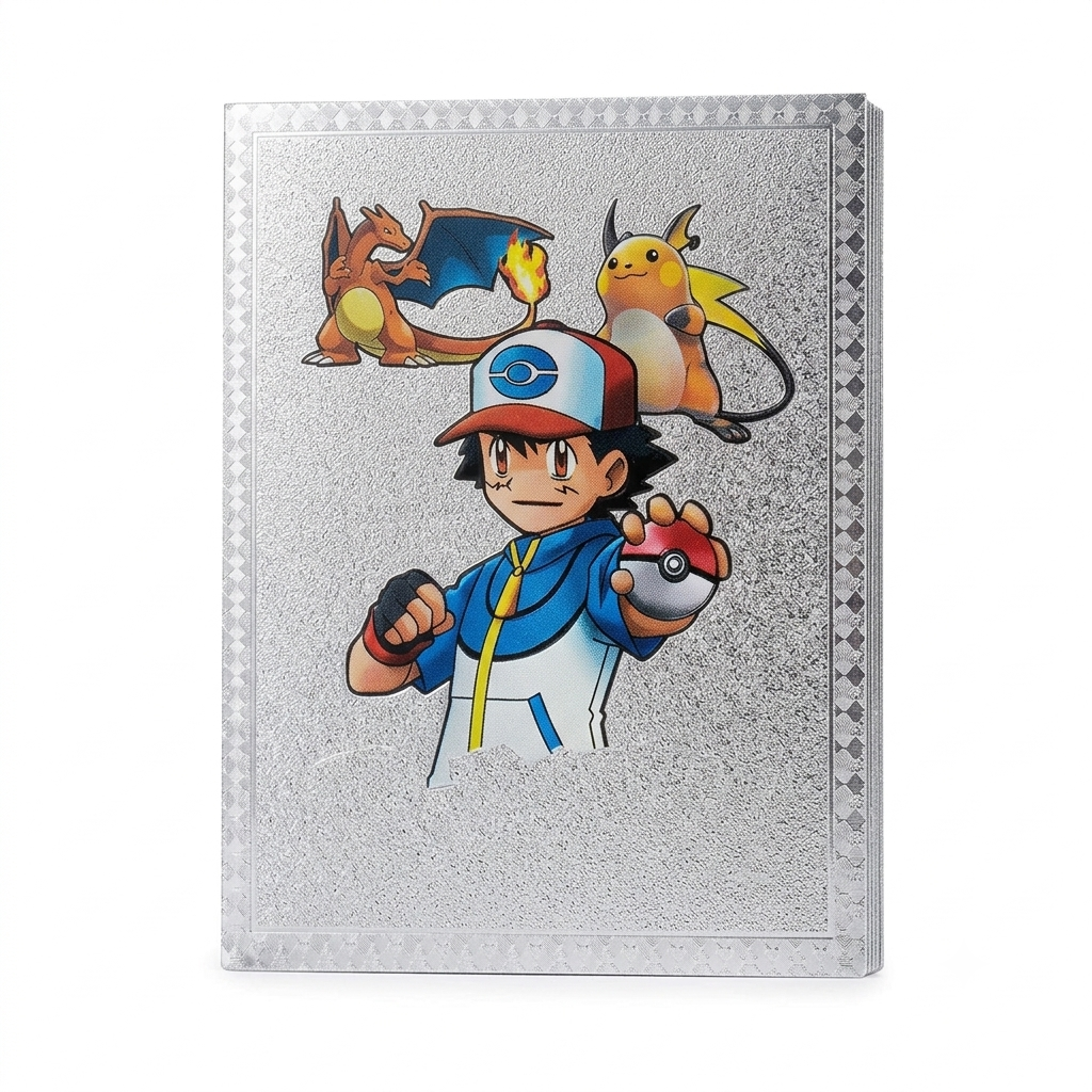 Pokémon Silver Collectible Cards Set – 10 Premium Character Cards with Silver Storage Box