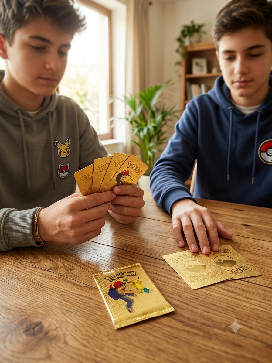 Pokémon Gold Collectible Playing Cards Set – 10 Premium Character Cards with Gold Storage Box
