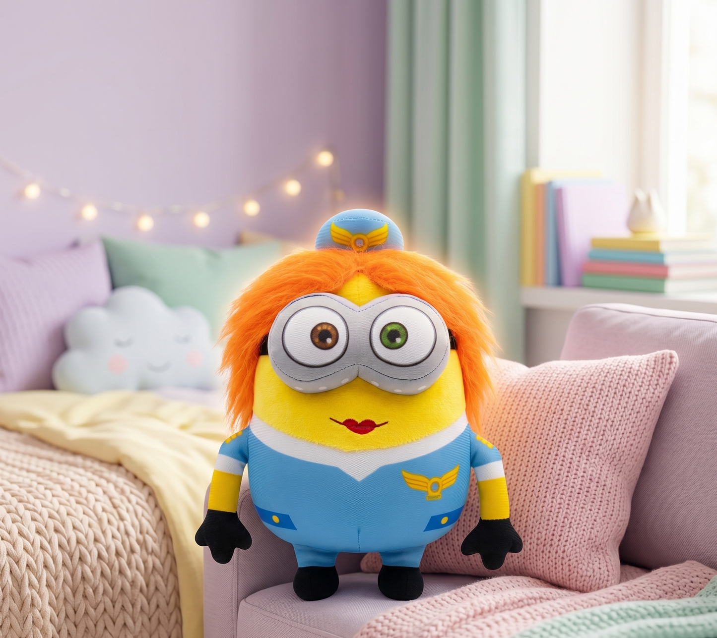 Bella the Pilot Plush Toy – Cute Yellow Cartoon Soft Stuffed Doll for Kids, Cuddly Soft Toy Gift for Babies & Children