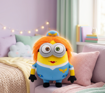 Bella the Pilot Plush Toy – Cute Yellow Cartoon Soft Stuffed Doll for Kids, Cuddly Soft Toy Gift for Babies & Children