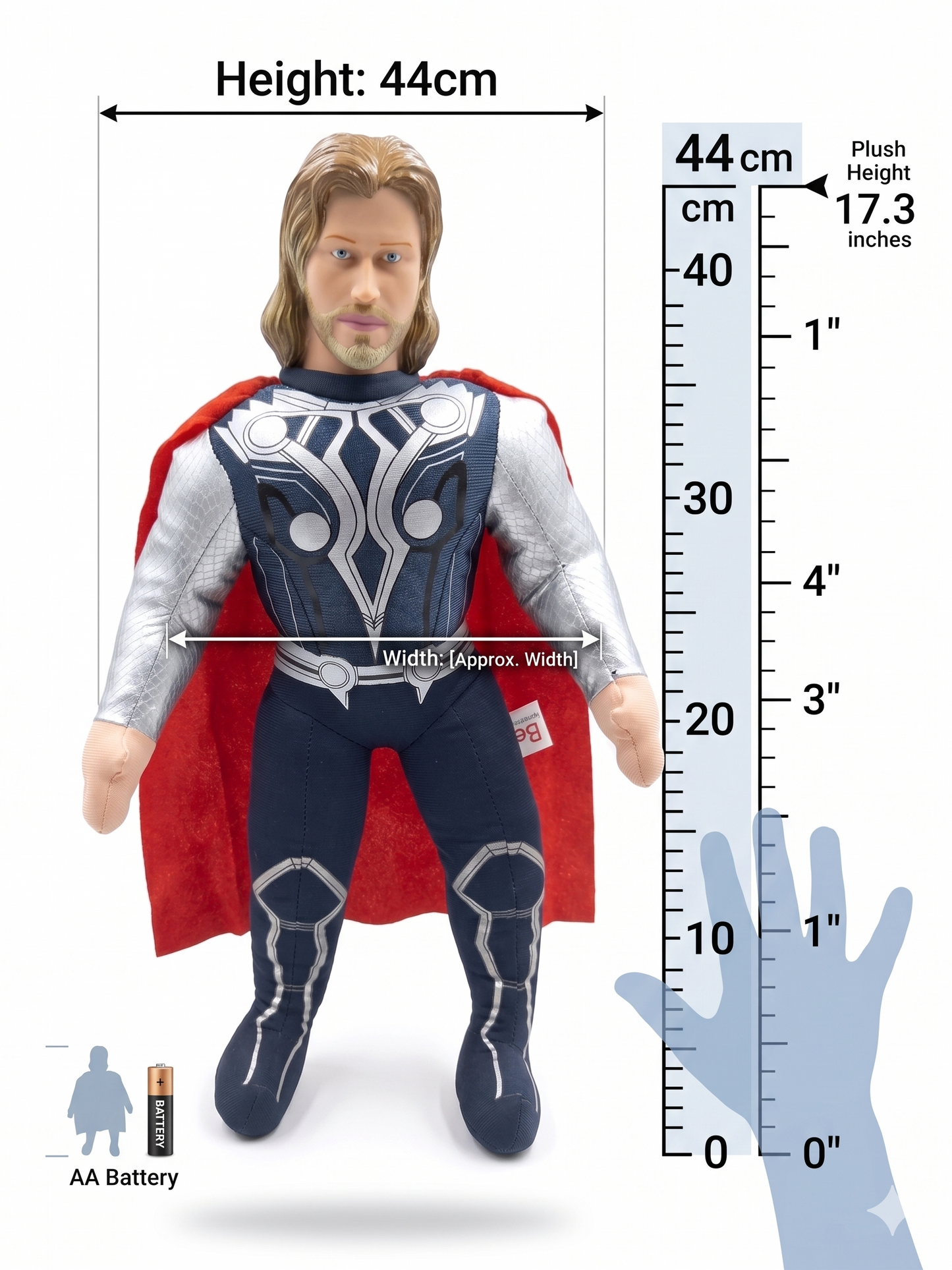 Thor Inspired Superhero Soft Toy Plush – 44cm Avengers Style Stuffed Doll for Kids & Fans