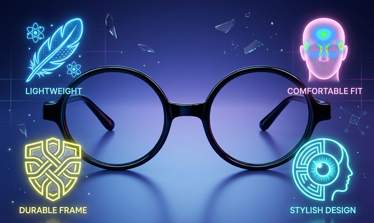 Classic Round Black Eyeglasses for Men & Women | Lightweight Stylish Frame | Unisex Fashion Glasses