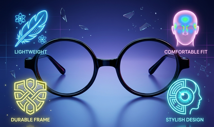 Classic Round Black Eyeglasses for Men & Women | Lightweight Stylish Frame | Unisex Fashion Glasses