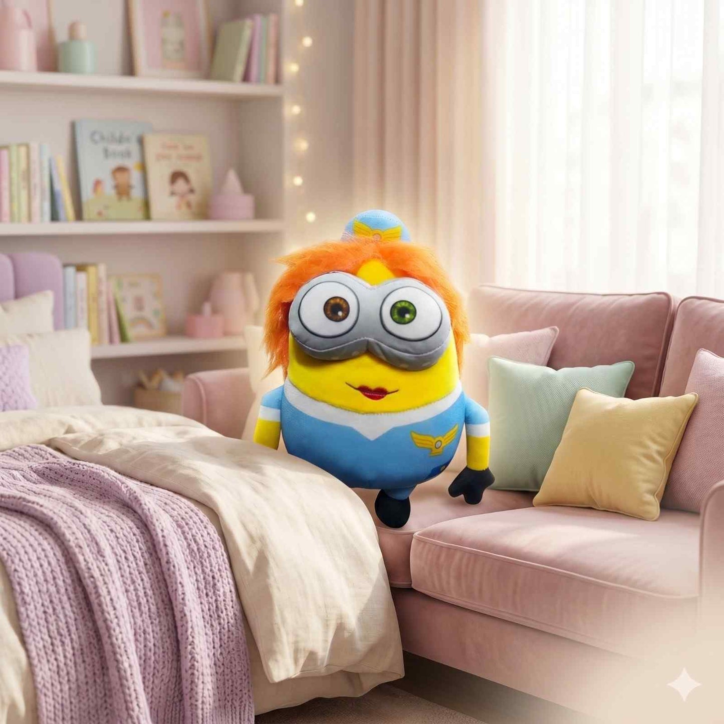 Bella the Pilot Plush Toy – Cute Yellow Cartoon Soft Stuffed Doll for Kids, Cuddly Soft Toy Gift for Babies & Children