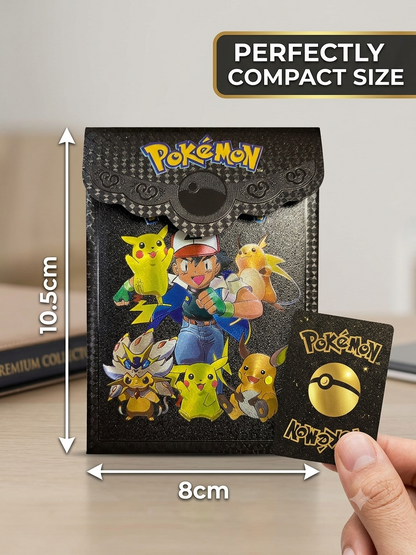 Pokémon Playing Cards Set of 10 – Black & Golden Theme Collectible Cards with Storage Pouch