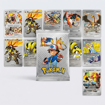 Pokémon Silver Collectible Cards Set – 10 Premium Character Cards with Silver Storage Box