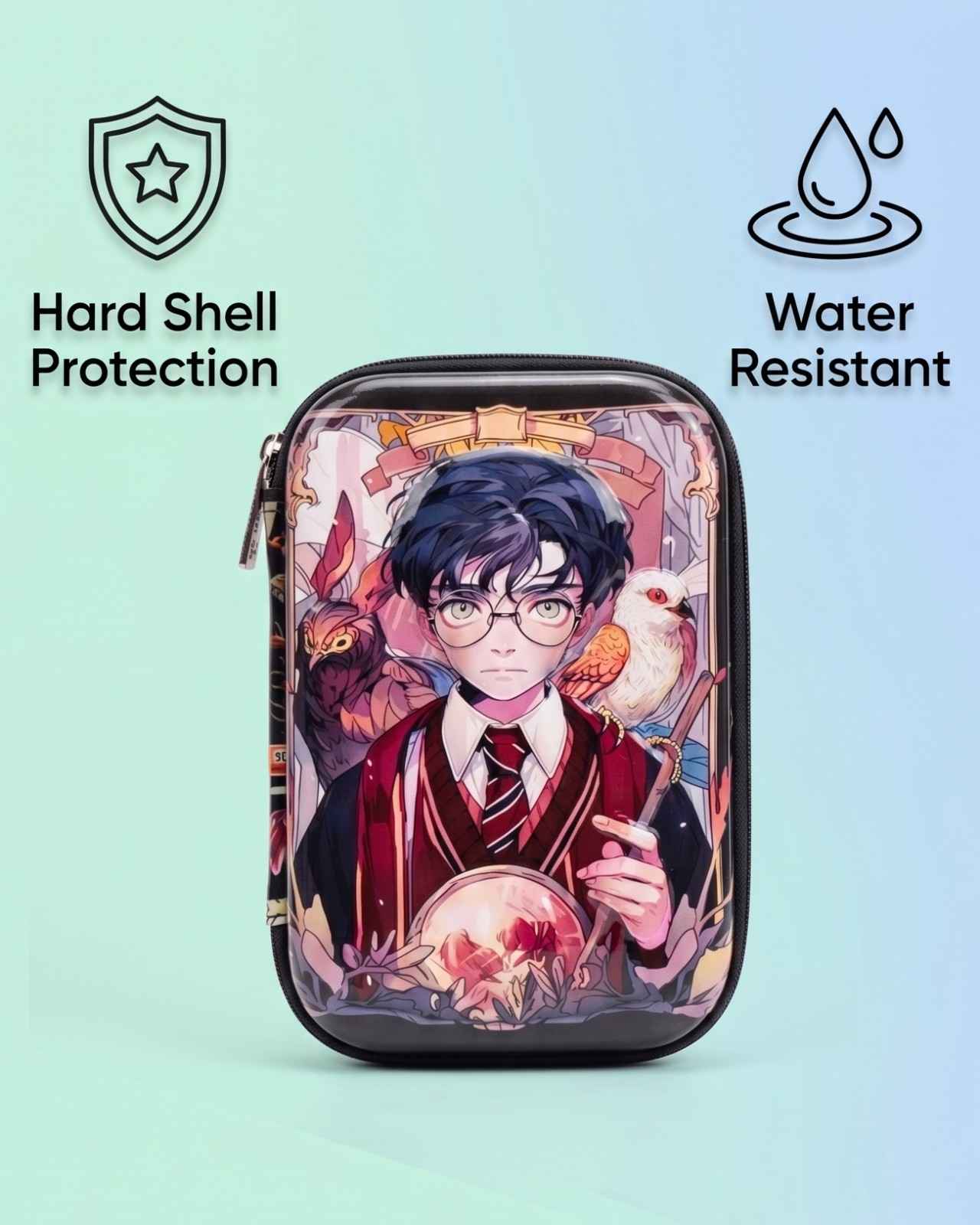 Harry Potter Anime Style Hard Shell Pencil Case for Kids Boys Girls | Multi Compartment Waterproof Stationery Organizer Box | Large Capacity Zipper Pen Pouch