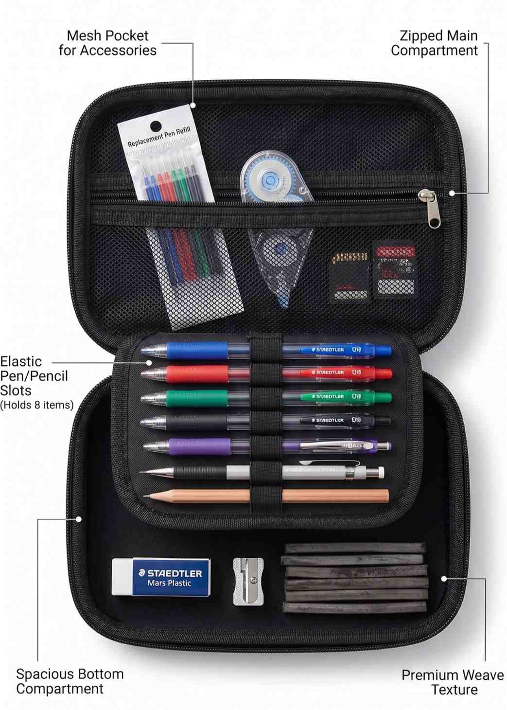 Harry Potter Anime Style Hard Shell Pencil Case for Kids Boys Girls | Multi Compartment Waterproof Stationery Organizer Box | Large Capacity Zipper Pen Pouch