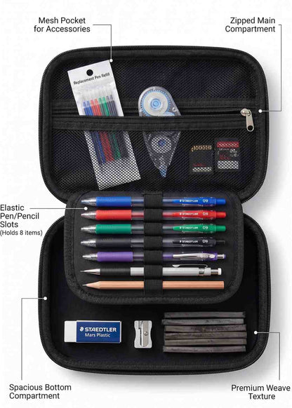 Harry Potter Anime Style Hard Shell Pencil Case for Kids Boys Girls | Multi Compartment Waterproof Stationery Organizer Box | Large Capacity Zipper Pen Pouch