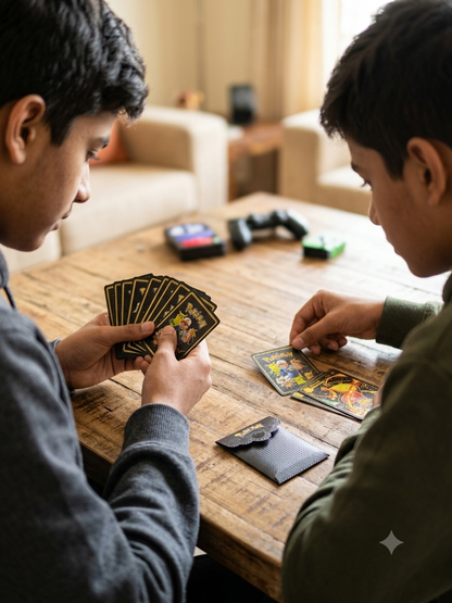 Pokémon Playing Cards Set of 10 – Black & Golden Theme Collectible Cards with Storage Pouch