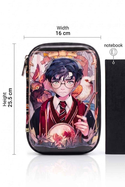 Harry Potter Anime Style Hard Shell Pencil Case for Kids Boys Girls | Multi Compartment Waterproof Stationery Organizer Box | Large Capacity Zipper Pen Pouch