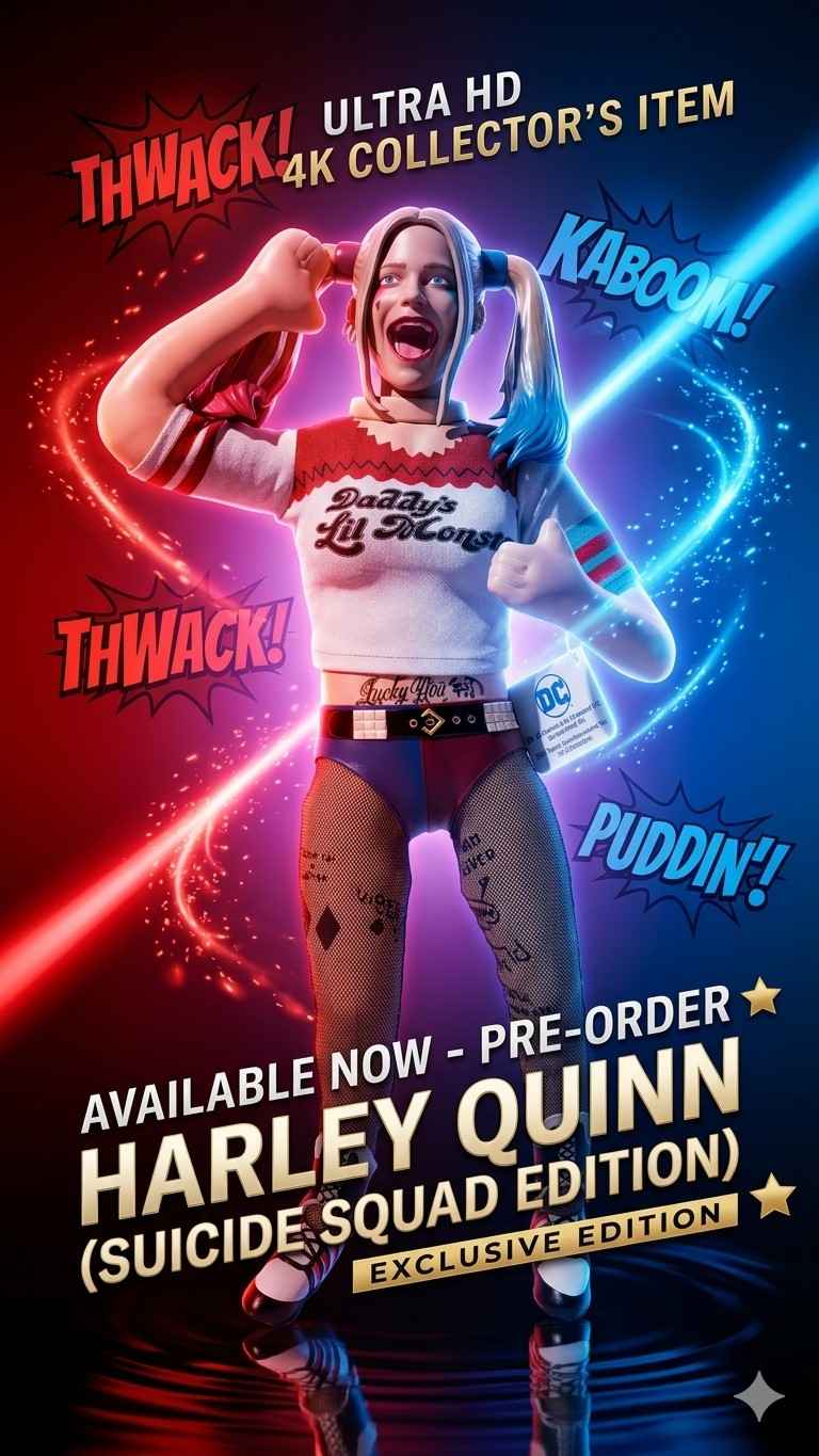 Harley Quinn Action Soft Toy (Set of 1) – DC Comics Collectible Toy | Cute Style Figurine | Desk Decor, Gift for Kids & Fans (size 45cm )