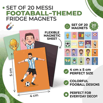 Lionel Messi Kids Fridge Magnet Set, Refrigerator Magnets | Fun Collectible Gift & Home Décor (Pack of 20) 4x5 cm