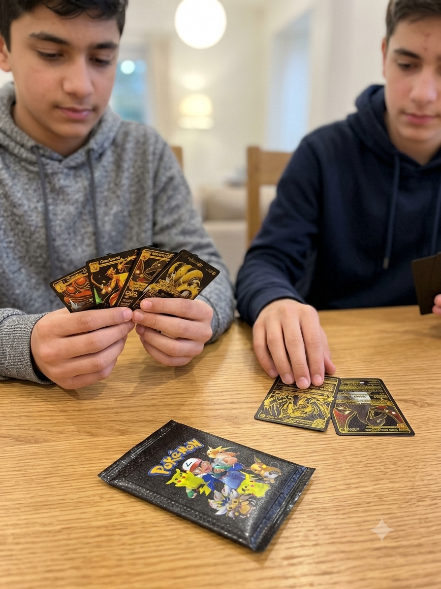Pokémon Playing Cards Set of 10 – Black & Golden Theme Collectible Cards with Storage Pouch