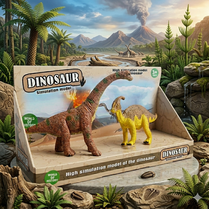 Dinosaur Simulation Model Set – Realistic Brachiosaurus & Parasaurolophus Figures | High-Detail Educational Toy for Kids & Collectors