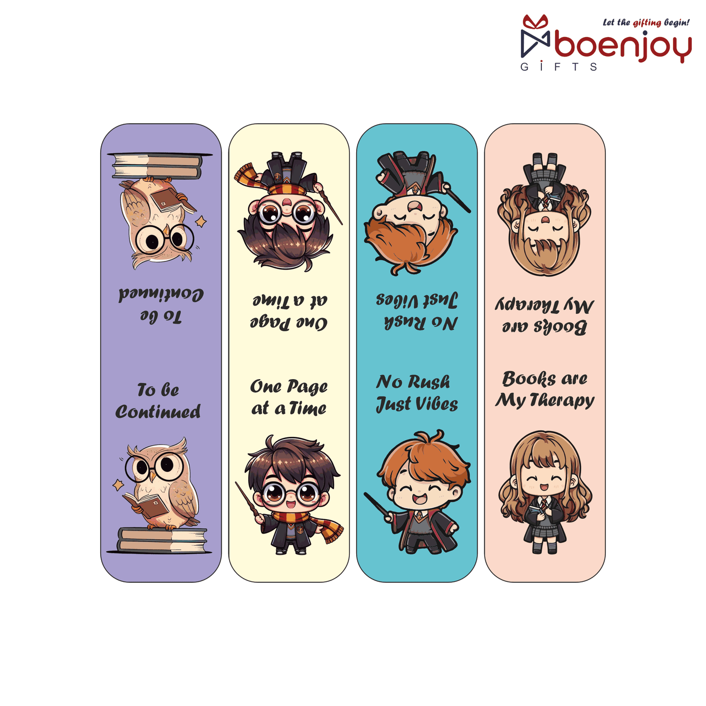 Harry Chibi Bookmark Set of 10-8 Magnetic Bookmarks + 2 Paper Bookmarks for Book Lovers, (11 x 2.9 cm)