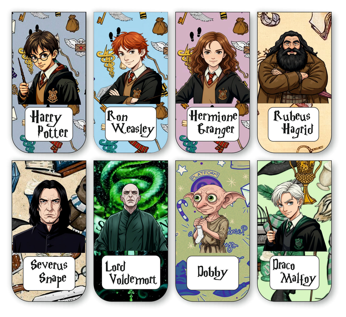 Harry Potter Bookmark Set of 10-8 Magnetic Bookmarks + 2 Paper Bookmarks for Book Lovers, (11 x 2.9 cm)