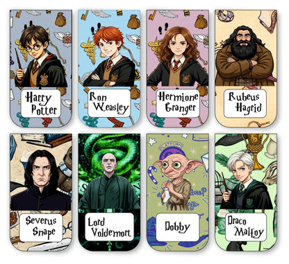 Harry Potter Bookmark Set of 10-8 Magnetic Bookmarks + 2 Paper Bookmarks for Book Lovers, (11 x 2.9 cm)