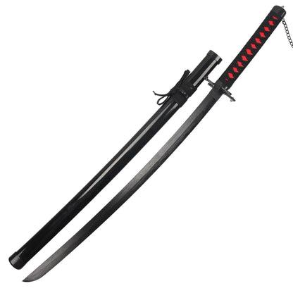 Katana Sword 101CM – Black Samurai Sword with Scabbard | Ichigo Cosplay Sword for Anime Fans, Halloween Costume & Collectors(ICHIGO)