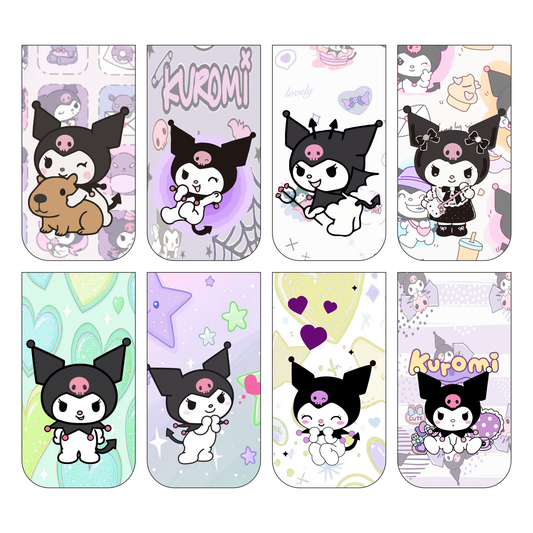 Kuromi Bookmark Set of 10-8 Magnetic Bookmarks + 2 Paper Bookmarks for Book Lovers, (11 x 2.9 cm)