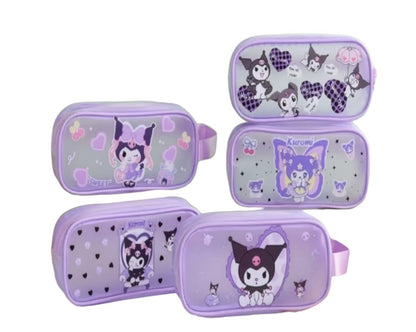 Kuromi Pencil Pouch- Cute Sanrio Anime Stationery Case- Pack of 1, Waterproof Stationery Pouch with Double Zipper for School, Girls & Kids (1 PC- Random Design) Size 22X8 cm