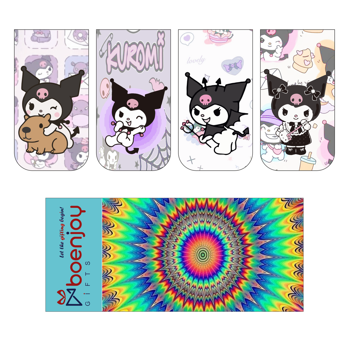 Kuromi Bookmark Set of 10-8 Magnetic Bookmarks + 2 Paper Bookmarks for Book Lovers, (11 x 2.9 cm)