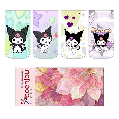Kuromi Bookmark Set of 10-8 Magnetic Bookmarks + 2 Paper Bookmarks for Book Lovers, (11 x 2.9 cm)