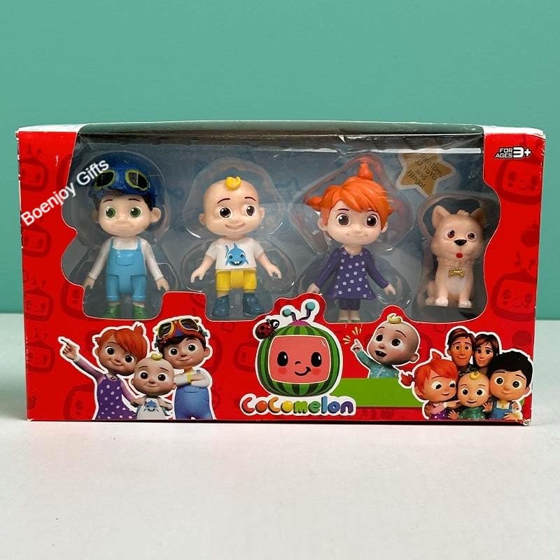 CoComelon 4-Piece Action Figure Toy Set – JJ, Cody, Nina & Bingo Dog for Kids