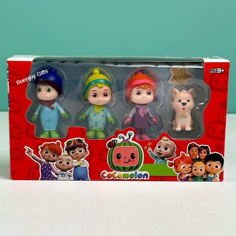 CoComelon 4-Piece Action Figure Toy Set – JJ, Cody, Nina & Bingo Dog for Kids