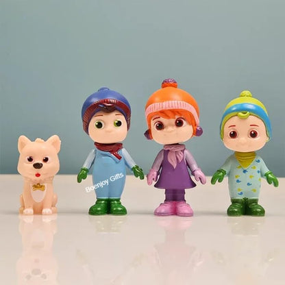 CoComelon 4-Piece Action Figure Toy Set – JJ, Cody, Nina & Bingo Dog for Kids