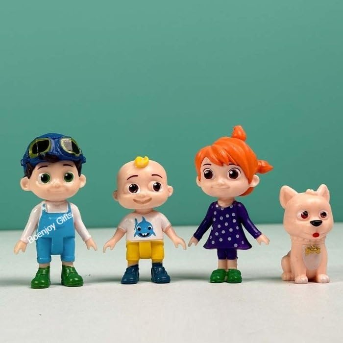 CoComelon 4-Piece Action Figure Toy Set – JJ, Cody, Nina & Bingo Dog for Kids