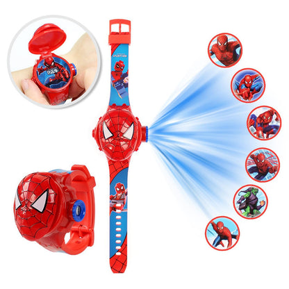 Spider-Man Kids Digital Projection Watch – 24 Image Projector, LED Light, Flip-Open Dial