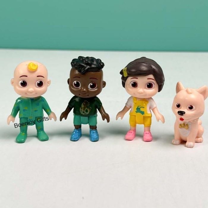 CoComelon 4-Piece Action Figure Toy Set – JJ, Cody, Nina & Bingo Dog for Kids