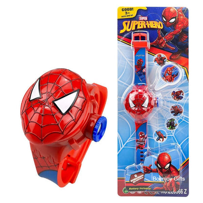 Spider-Man Kids Digital Projection Watch – 24 Image Projector, LED Light, Flip-Open Dial