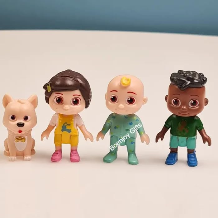CoComelon 4-Piece Action Figure Toy Set – JJ, Cody, Nina & Bingo Dog for Kids