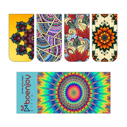 Mandala Bookmark Set of 10-8 Magnetic Bookmarks + 2 Paper Bookmarks for Book Lovers, (11 x 2.9 cm)