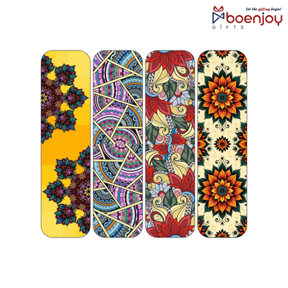 Mandala Bookmark Set of 10-8 Magnetic Bookmarks + 2 Paper Bookmarks for Book Lovers, (11 x 2.9 cm)