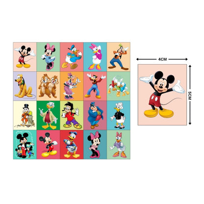 Mickey Mouse Fridge Magnets Set of 20 | Rectangular Character Magnets | Decorative Kitchen, Whiteboard, Locker Accessories | Strong Magnetic for Kids & Home Dcor (4x5 cm)