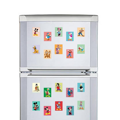 Mickey Mouse Fridge Magnets Set of 20 | Rectangular Character Magnets | Decorative Kitchen, Whiteboard, Locker Accessories | Strong Magnetic for Kids & Home Dcor (4x5 cm)
