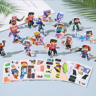 Mini Minecraft Character Puzzle Set – DIY 3D Pixel Figures | 25 Mini Character Models