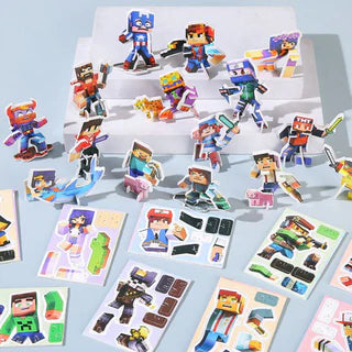 Mini Minecraft Character Puzzle Set – DIY 3D Pixel Figures | 25 Mini Character Models