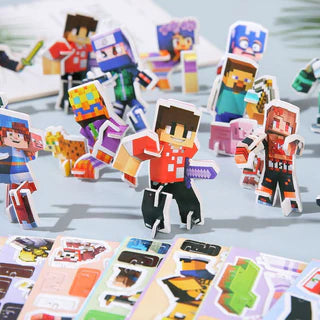 Mini Minecraft Character Puzzle Set – DIY 3D Pixel Figures | 25 Mini Character Models