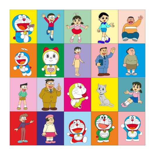 Doremon Fridge Magnets Set of 20 | Rectangular Character Magnets | Decorative Kitchen, Whiteboard, Locker Accessories | Strong Magnetic for Kids & Home Dcor (4x5 cm)