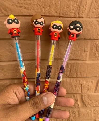 The Incredibles Bullet Pencil Set – Hero-Themed Retractable Pencils (Mrs., Ms., Mr., & Junior)