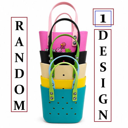 Silicone Croc Bag with Decorative Charms for Girls & Women | Waterproof Lightweight Everyday Tote Handbag 20x25x12 | Medium